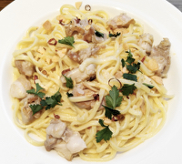 イタリアンパセリのペペロンチーノ（ポタパスタ）